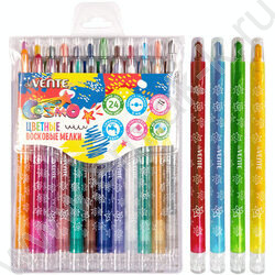 Мелки восковые 24цв Cosmo с поворотным механизмом /пласт. блистере на липучке | Фото 1