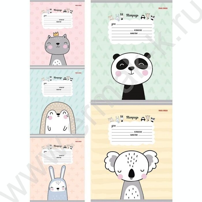 Тетрадь  12л линейка косая дополнительная "Рисунок животного" 5видов | Фото 1