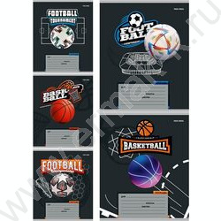 Тетрадь  12л линейка косая дополнительная "Спорт и мяч" 5видов | Фото 1