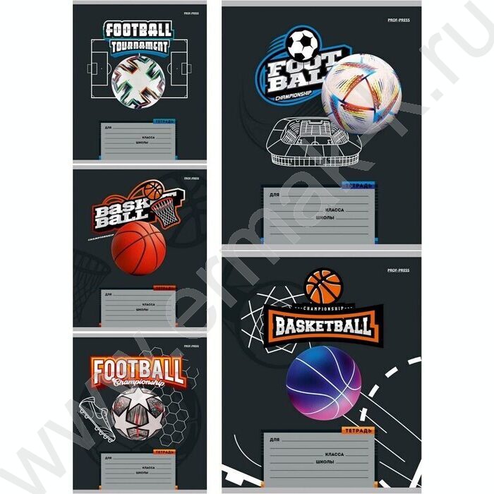 Тетрадь  12л линейка косая дополнительная "Спорт и мяч" 5видов | Фото 1