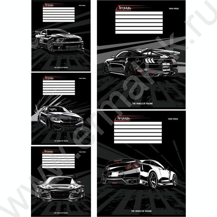 Тетрадь  12л линейка косая дополнительная "Шикарная машина" твин-лак/ 5видов | Фото 1
