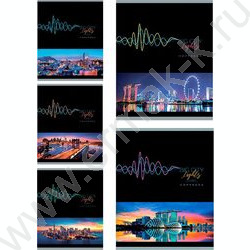 Тетрадь  40л клетка "Огни города" ассорти | Фото 1