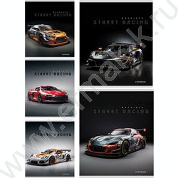 Тетрадь  48л клетка "Спортивные автомобили-3" /лён/ ассорти | Фото 1