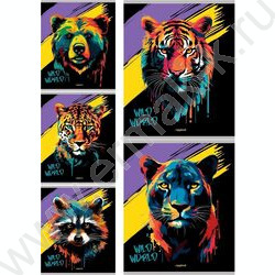 Тетрадь  48л клетка "Портрет зверя" /лён/ ассорти | Фото 1