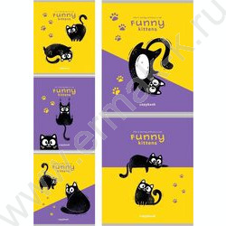 Тетрадь  48л клетка "Черно белый кот-2" /лён/ ассорти | Фото 1