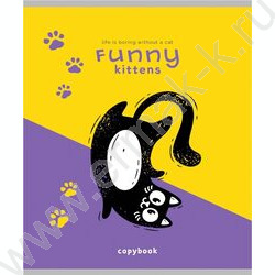 Тетрадь  48л клетка "Черно белый кот-2" /лён/ ассорти | Фото 2