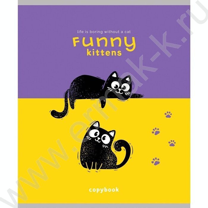 Тетрадь  48л клетка "Черно белый кот-2" /лён/ ассорти | Фото 3