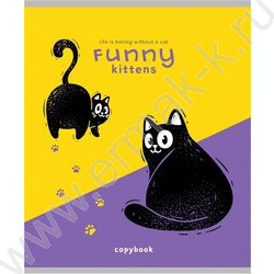 Тетрадь  48л клетка "Черно белый кот-2" /лён/ ассорти | Фото 4