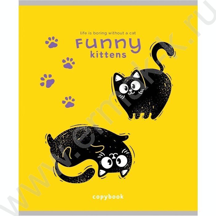 Тетрадь  48л клетка "Черно белый кот-2" /лён/ ассорти | Фото 6