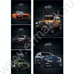 Тетрадь  48л клетка "Авто на черном фоне" /софт-тач/ ассорти | Фото 1