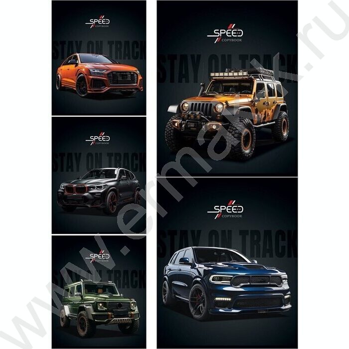 Тетрадь  48л клетка "Авто на черном фоне" /софт-тач/ ассорти | Фото 1