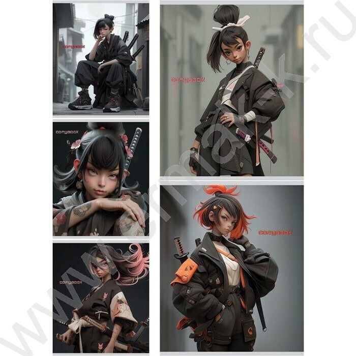 Тетрадь  48л клетка "Воинственные девушки" /софт-тач/ ассорти | Фото 1