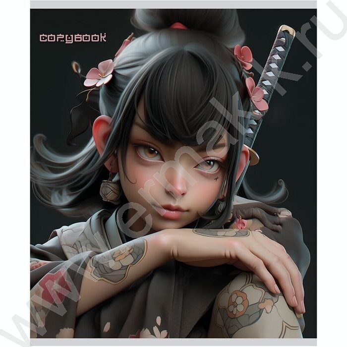 Тетрадь  48л клетка "Воинственные девушки" /софт-тач/ ассорти | Фото 3