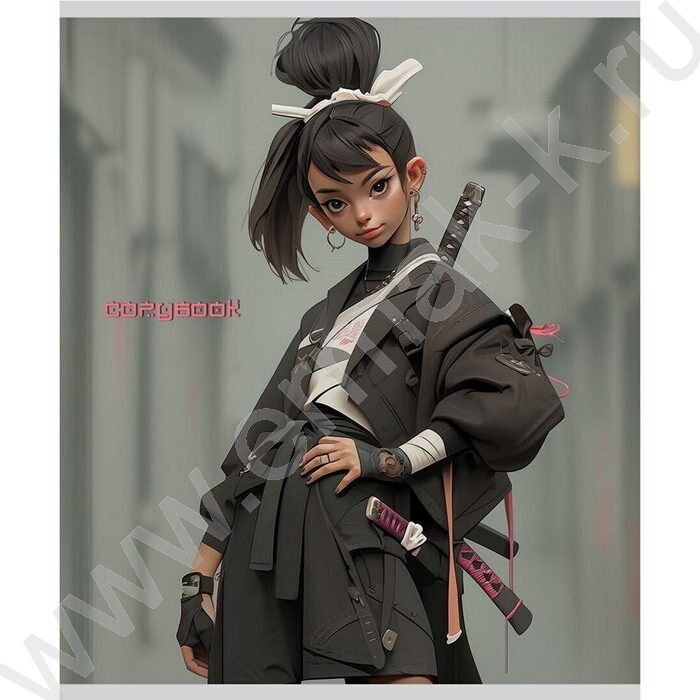 Тетрадь  48л клетка "Воинственные девушки" /софт-тач/ ассорти | Фото 4