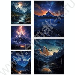 Тетрадь  48л клетка "Горные пейзажи-2" /софт-тач/ ассорти | Фото 1