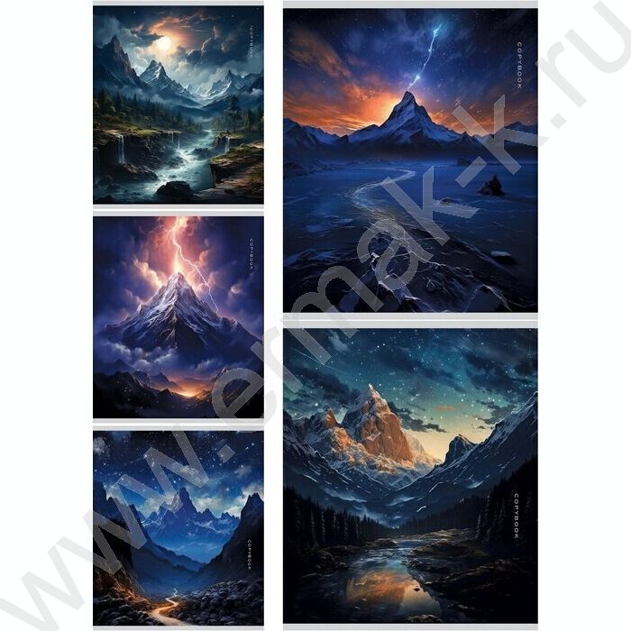 Тетрадь  48л клетка "Горные пейзажи-2" /софт-тач/ ассорти | Фото 1