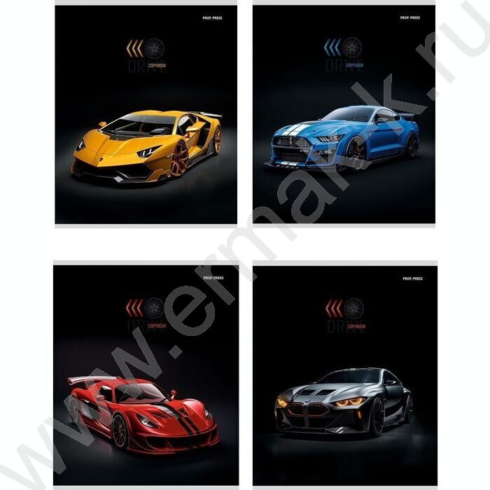 Тетрадь  96л клетка "Авто на черном-1" /твин-лак/ ассорти | Фото 1