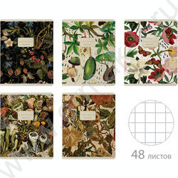 Тетрадь  48л клетка "Flora" /мат.лам.Soft Touch/фольга золото/ ассорти | Фото 1