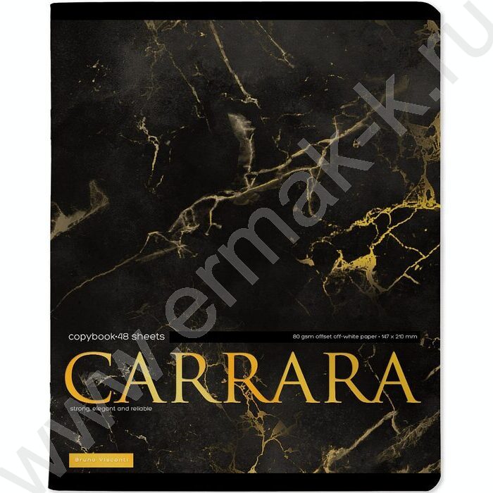 Тетрадь  48л клетка "Carrara" /мат.лам.Soft Touch/фольга золото/ ассорти | Фото 3