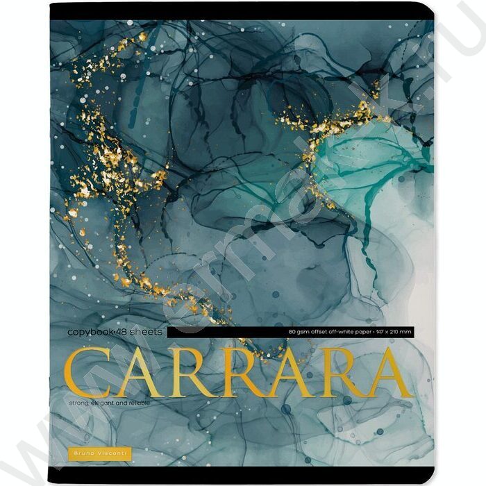 Тетрадь  48л клетка "Carrara" /мат.лам.Soft Touch/фольга золото/ ассорти | Фото 4