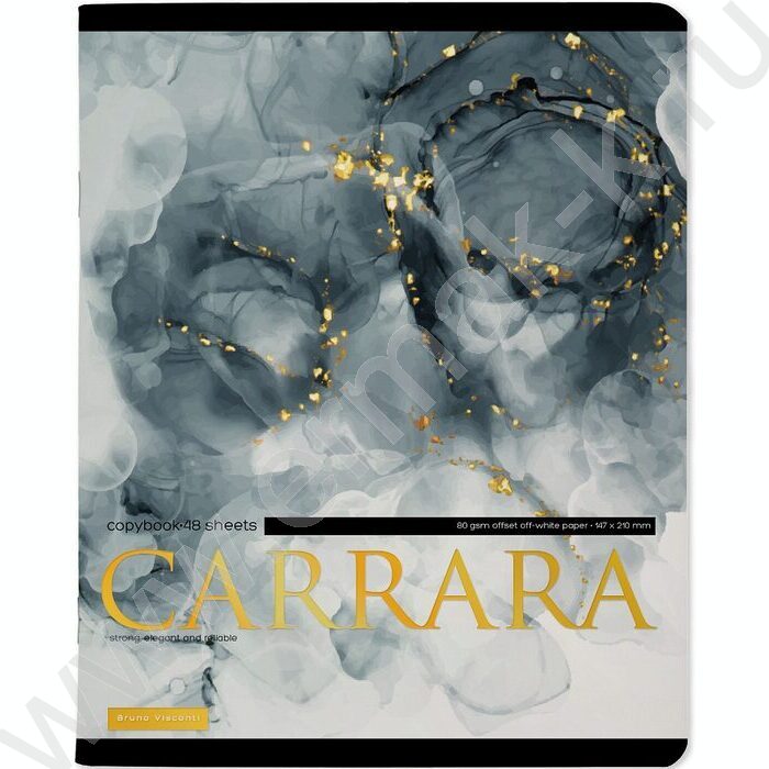 Тетрадь  48л клетка "Carrara" /мат.лам.Soft Touch/фольга золото/ ассорти | Фото 5