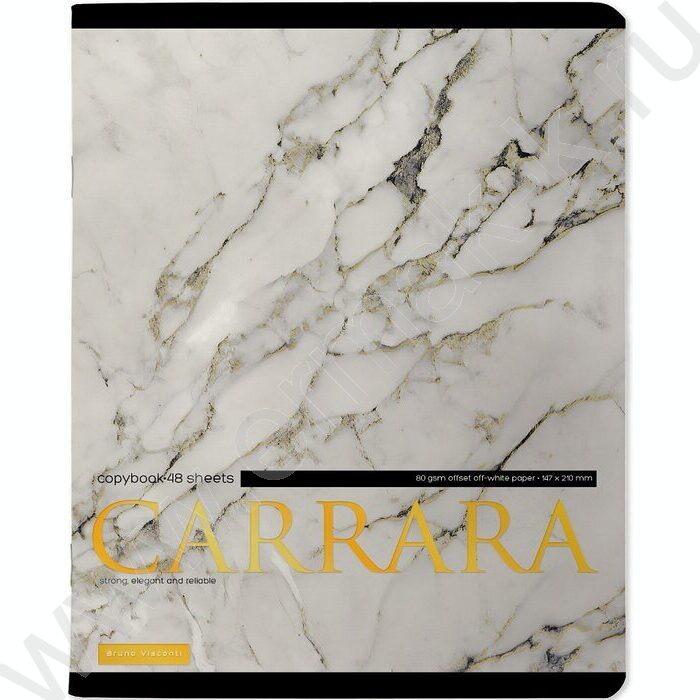 Тетрадь  48л клетка "Carrara" /мат.лам.Soft Touch/фольга золото/ ассорти | Фото 6