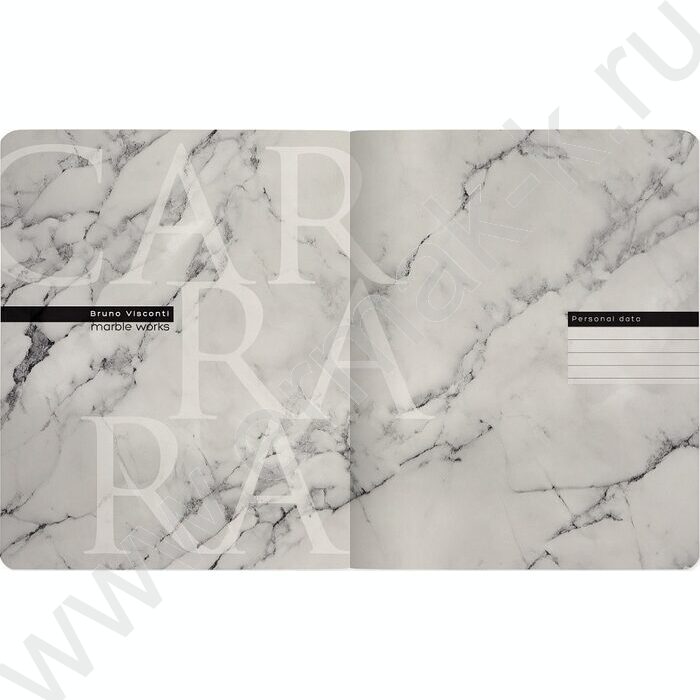 Тетрадь  48л клетка "Carrara" /мат.лам.Soft Touch/фольга золото/ ассорти | Фото 7