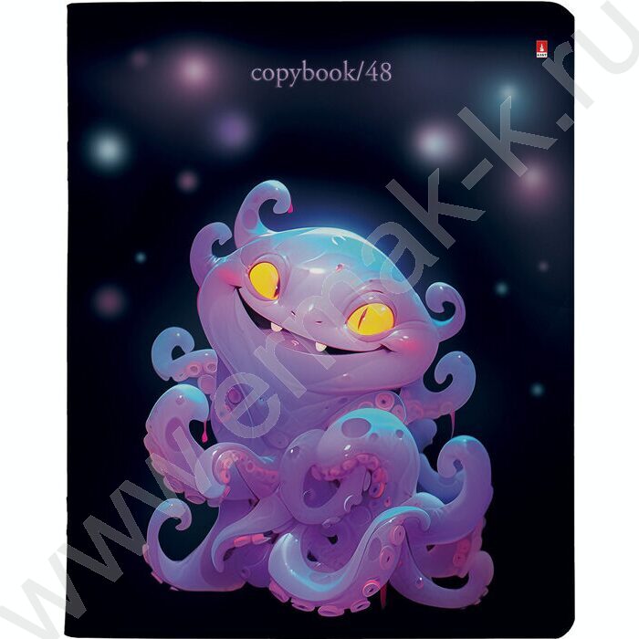 Тетрадь  48л клетка "Octopus party" /мат.лам./ 5видов | Фото 6