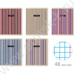Тетрадь  48л клетка "Stripes" /УФ- лак сплошной/ 5видов | Фото 1