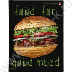 Тетрадь  80л клетка/кольца "Food in black" со смен.блоком | Фото 1