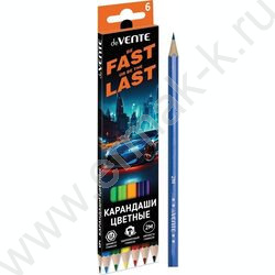 Карандаши   6цв Fast Or Last /шестигранные/ 2М, d грифеля-2,8мм /карт.коробка | Фото 1