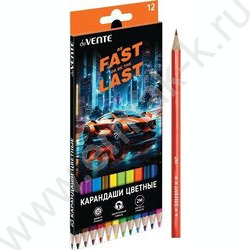 Карандаши  12цв Fast Or Last /шестигранные/ 2М, d грифеля-2,8мм /карт.коробка | Фото 1
