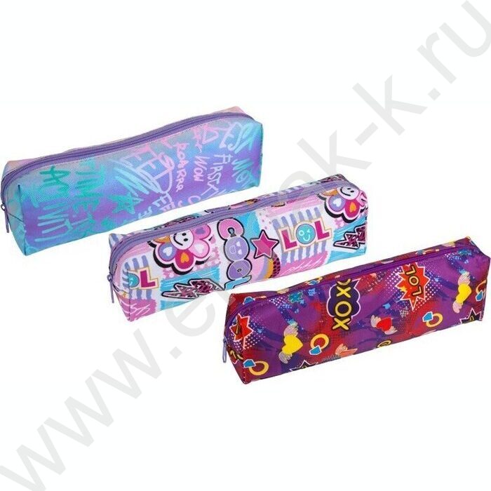 Пенал-прямоугольный 20*7*3,5см "Fashion", молния, текстиль. /ассорти | Фото 1