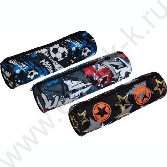 Пенал-круглый 20*6*6см "Football", молния, текстильный /ассорти | Фото 1