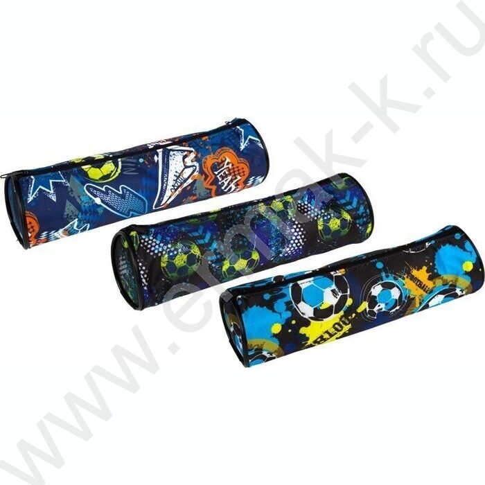 Пенал-круглый 21*6*6см "Football", молния, текстильный /ассорти | Фото 1