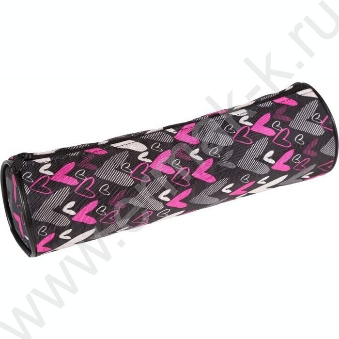 Пенал-круглый 21*6*6см "Hearts", молния, текстильный /ассорти | Фото 2