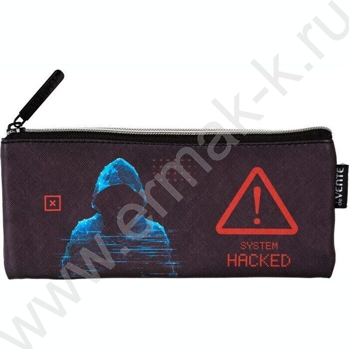 Пенал-плоский на молнии 21,5*9*1см "Hacker" /иск.кожа, с подкладом | Фото 1