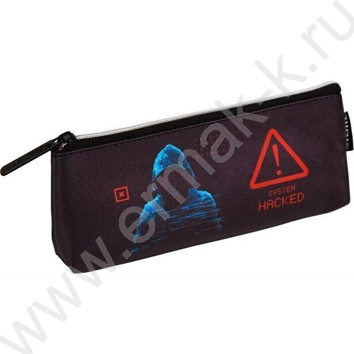 Пенал-треугольный 21*8*3,5см "Hacker", молния, иск.кожа, с подкладом | Фото 1