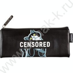 Пенал-плоский на молнии 21,5*9*1см "Censored" /иск.кожа с антивандальн. фактурой, с подкладом NEW | Фото 1