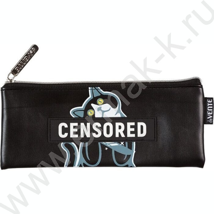 Пенал-плоский на молнии 21,5*9*1см "Censored" /иск.кожа с антивандальн. фактурой, с подкладом | Фото 1