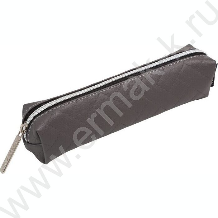 Пенал-прямоугольный 21*4*4см "Factura", молния, стеганная иск.кожа наппа/серый | Фото 1