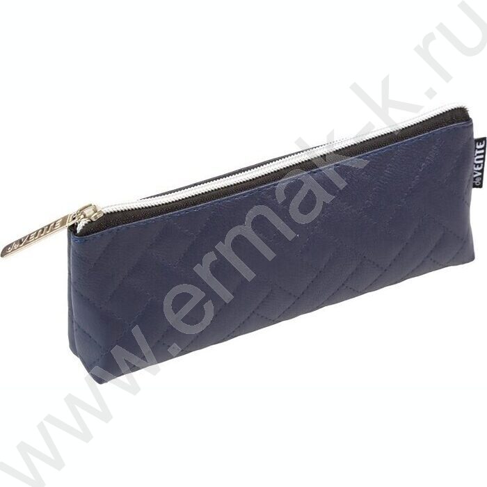 Пенал-треугольный 21*8*3,5см "Factura", молния, стеганная кожа наппа /темно-синий | Фото 1