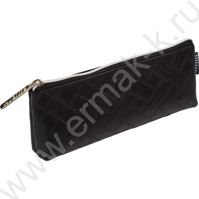 Пенал-треугольный 21*8*3,5см "Factura", молния, стеганная кожа наппа /черный | Фото 1