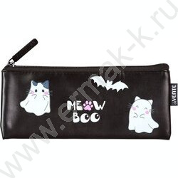 Пенал-плоский на молнии 21,5*9*1см "Ghost Meow" /матовая ативандал. иск.кожа, с подкладом NEW | Фото 1