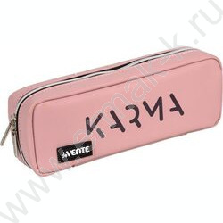 Пенал-прямоугольный 21*9*5см "Karma", молния, иск.кожа, аппликация /темно-серый | Фото 1