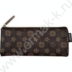 Пенал-плоский на молнии 21,5*9*1см "Monogram" /иск.кожа /коричневый | Фото 1