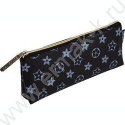 Пенал-треугольный 21*8,5*3,5см "Monogram", молния, иск.кожа /черный | Фото 1