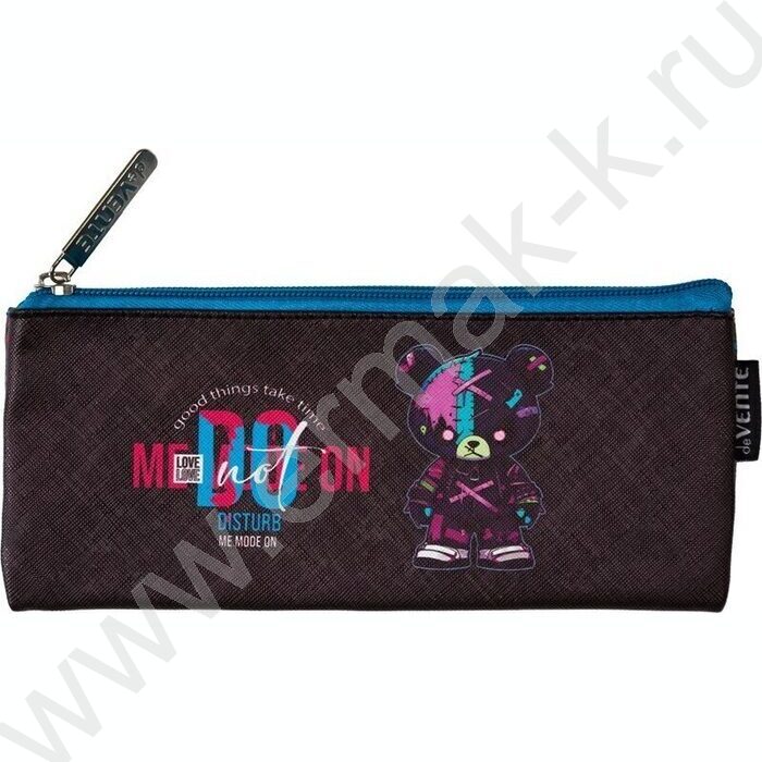 Пенал-плоский на молнии 21,5*9*1см "No Disturb Mode" /иск.кожа, аппликация | Фото 1
