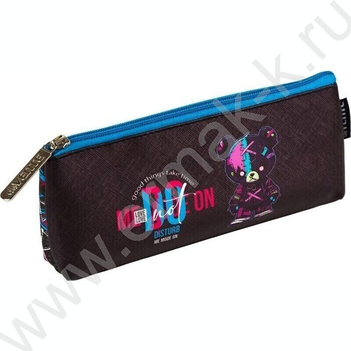Пенал-треугольный 21*8,5*3,5см "No Disturb Mode", молния, иск.кожа /черный | Фото 1