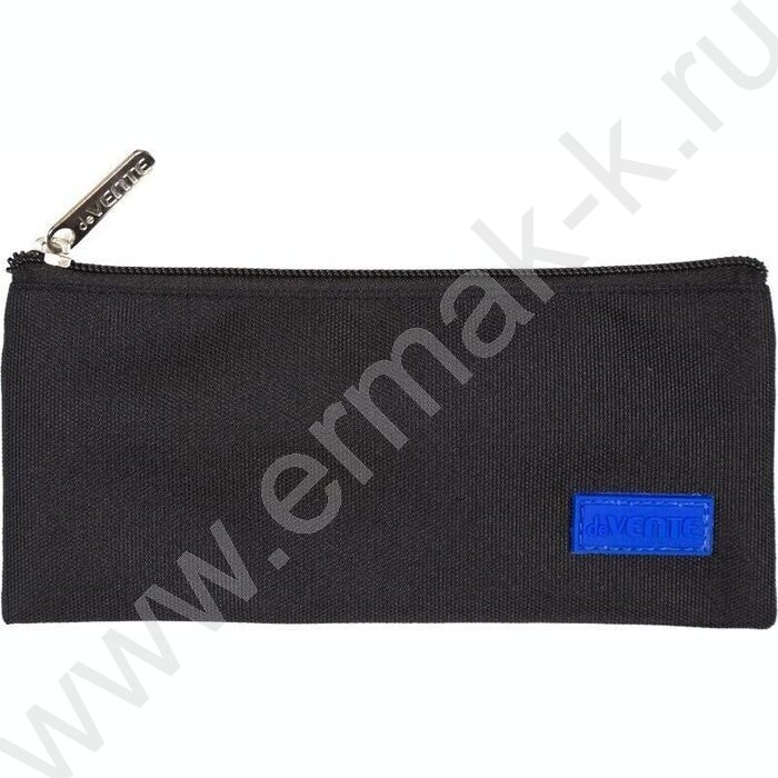 Пенал-плоский на молнии 21,5*9*1см "Uno Blue" /матовый полиэстер /черный | Фото 1